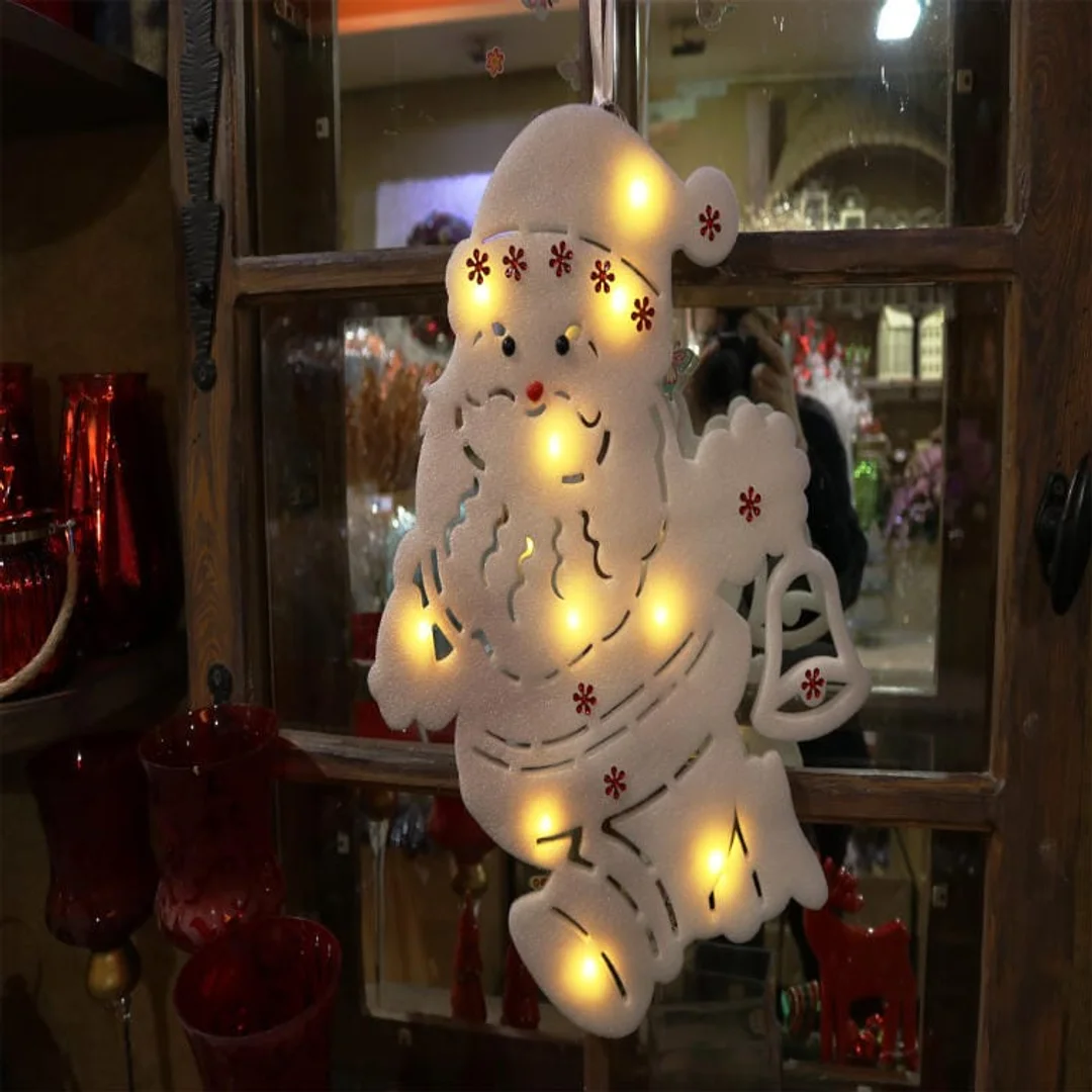 Podświetlana Figurka Mikołaja z Pianki z 10 LED, Biały, z Zasilaniem Bateryjnym — zdjęcie 3