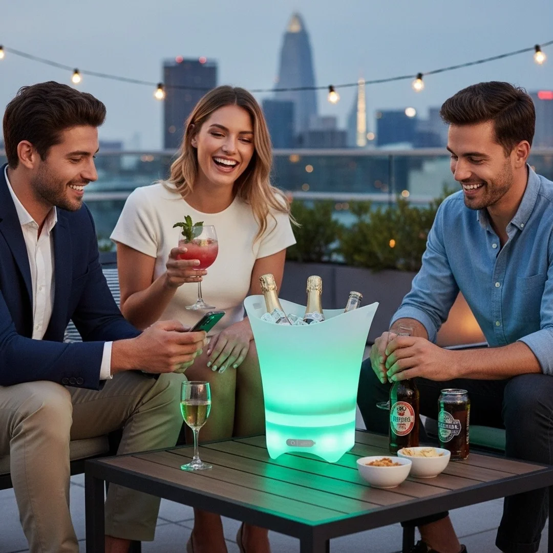 POJEMNIK NA LÓD 5L WIADERKO RGB GŁOŚNIK OŚWIETLENIE BLUETOOTH COOLER — zdjęcie 2