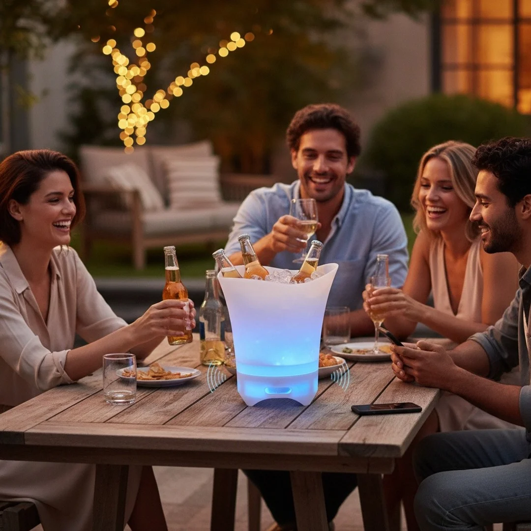 POJEMNIK NA LÓD 5L WIADERKO RGB GŁOŚNIK OŚWIETLENIE BLUETOOTH COOLER — zdjęcie 11