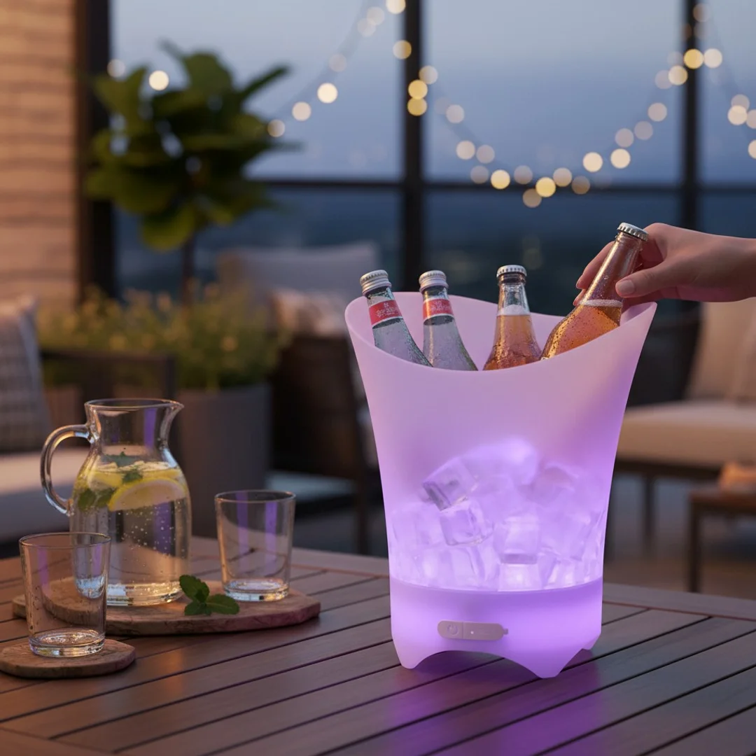 POJEMNIK NA LÓD 5L WIADERKO RGB GŁOŚNIK OŚWIETLENIE BLUETOOTH COOLER — zdjęcie 12