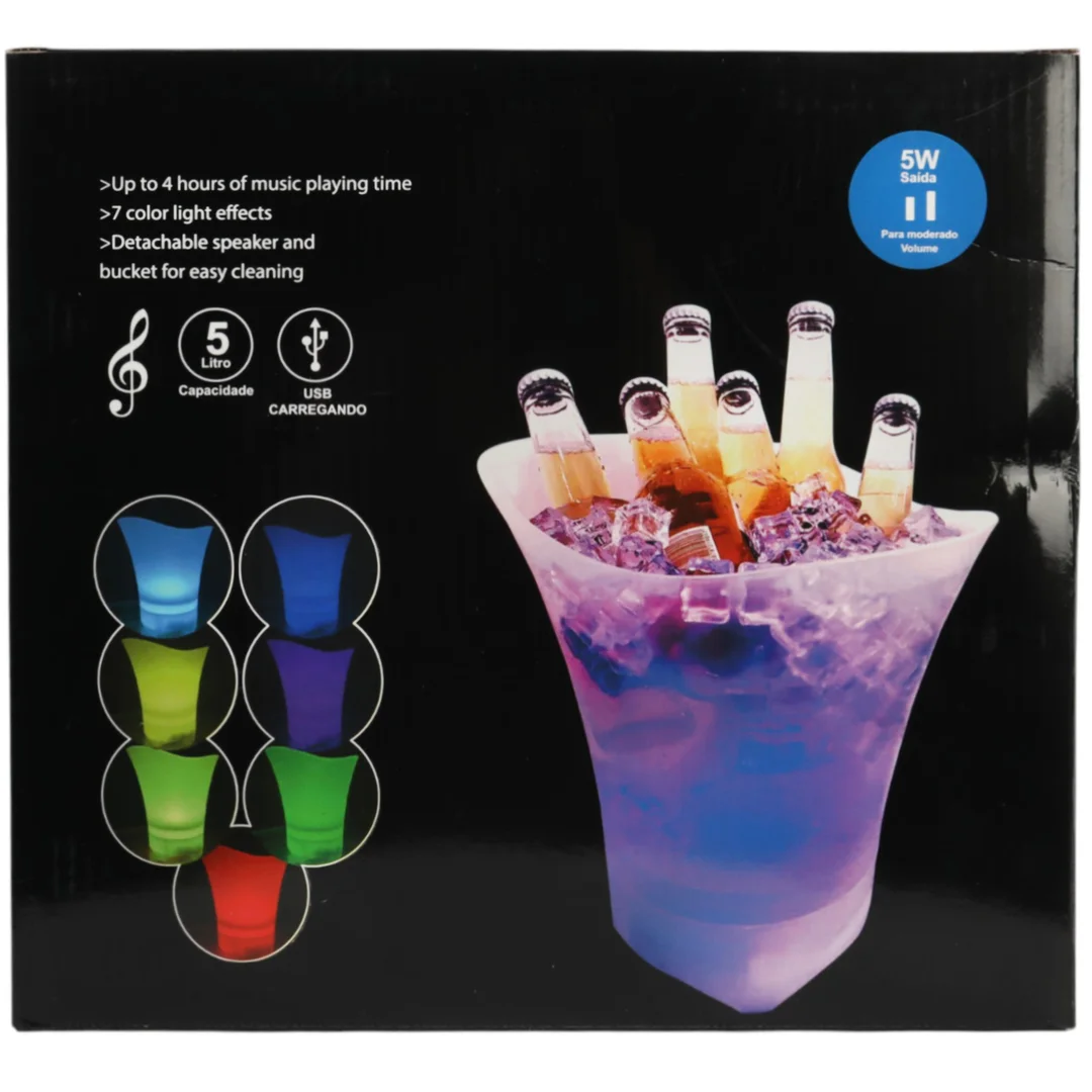 POJEMNIK NA LÓD 5L WIADERKO RGB GŁOŚNIK OŚWIETLENIE BLUETOOTH COOLER — zdjęcie 13