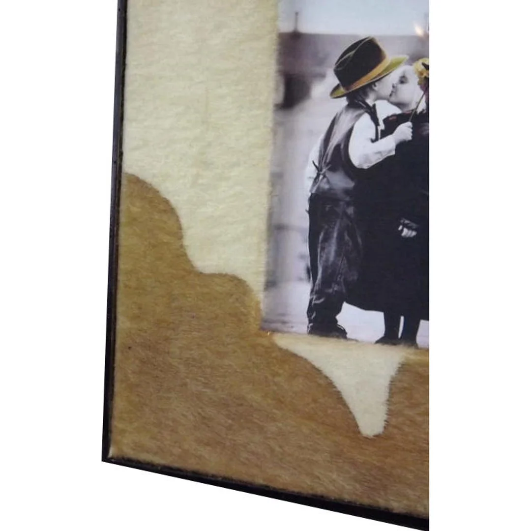 Ramka na zdjęcie zdobiona skórą biało-brązowa 30x25 cm — zdjęcie 3