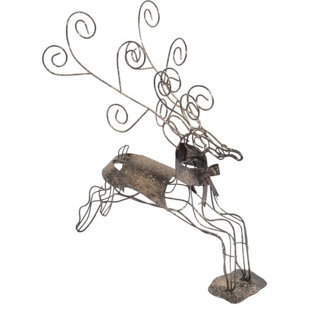 Renifer Ażurowy Figurka Dekoracyjna, Metaloplastyka, 36 cm, Brązowy — zdjęcie 3
