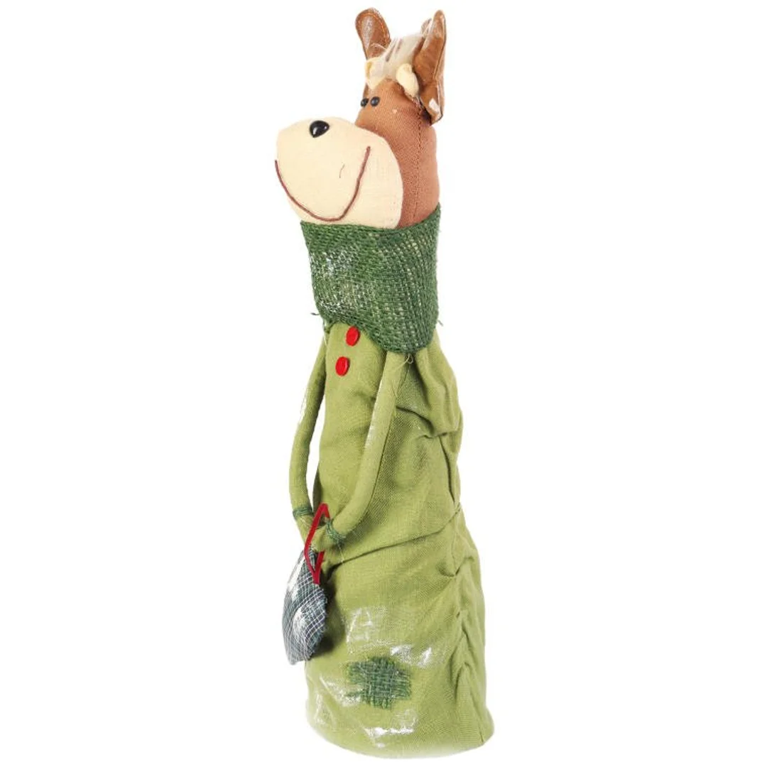 Renifer stojący wykonany z naturalnych materiałów w kolorze zielonym 44 cm — zdjęcie 3