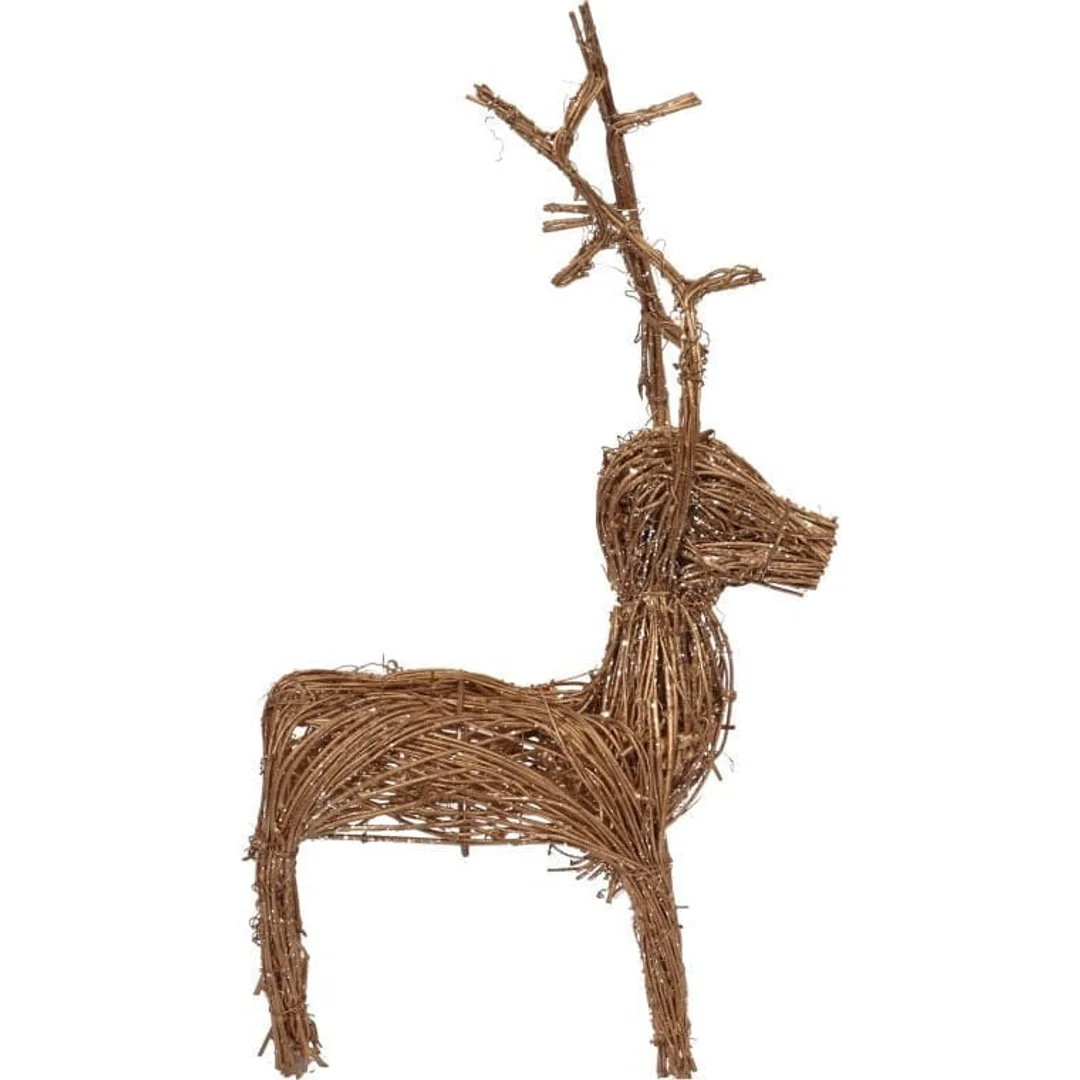 Renifer z Rattanu Brokatowy 40 cm - Figurka Dekoracyjna Brązowy — zdjęcie 2