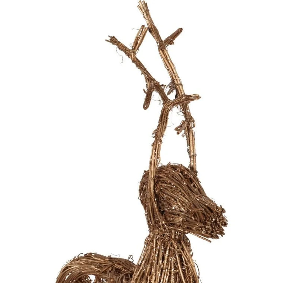 Renifer z Rattanu Brokatowy 40 cm - Figurka Dekoracyjna Brązowy — zdjęcie 3
