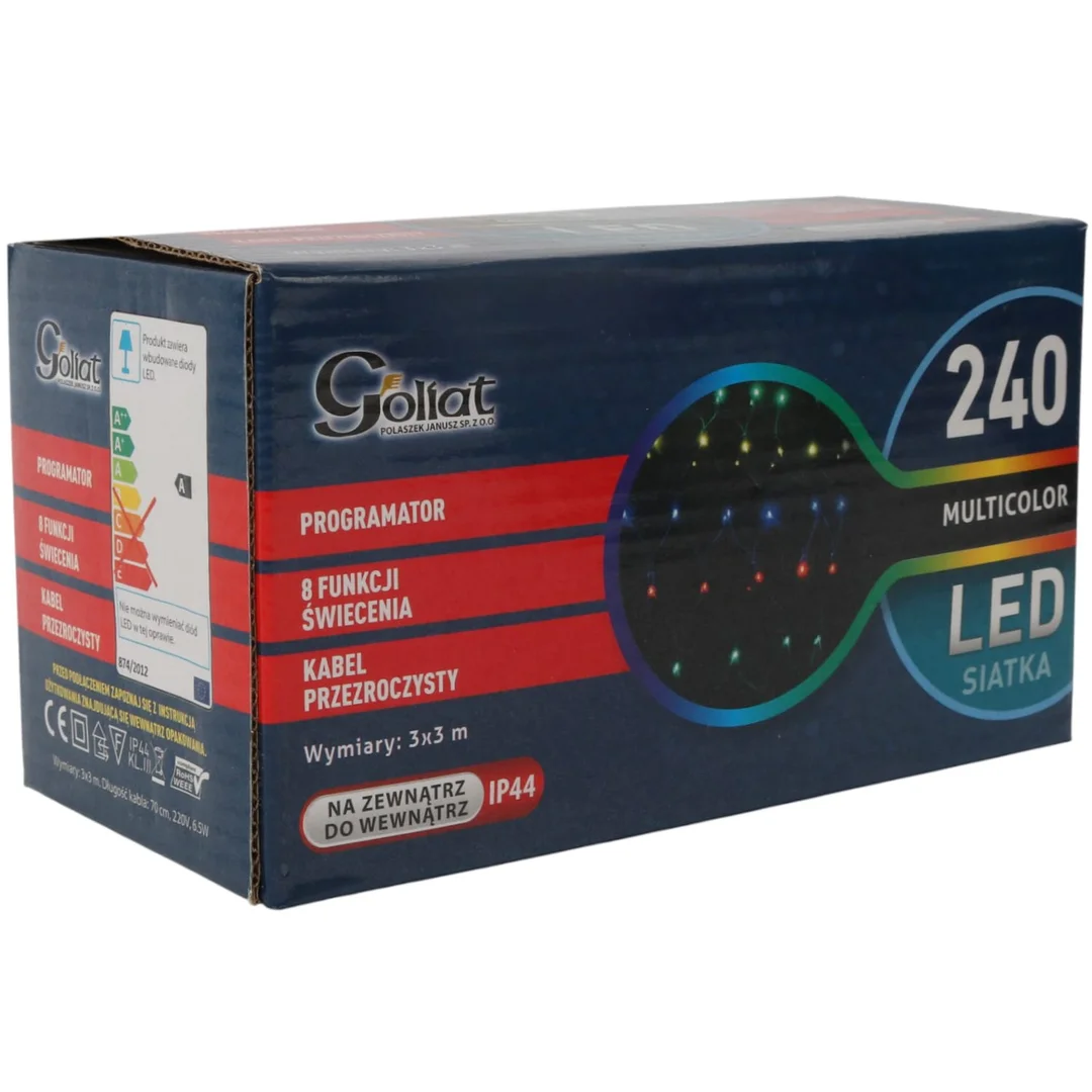 Siatka LED 3x3 M 240 LED Multikolor Lampki Choinkowe Zewnętrzna — zdjęcie 2