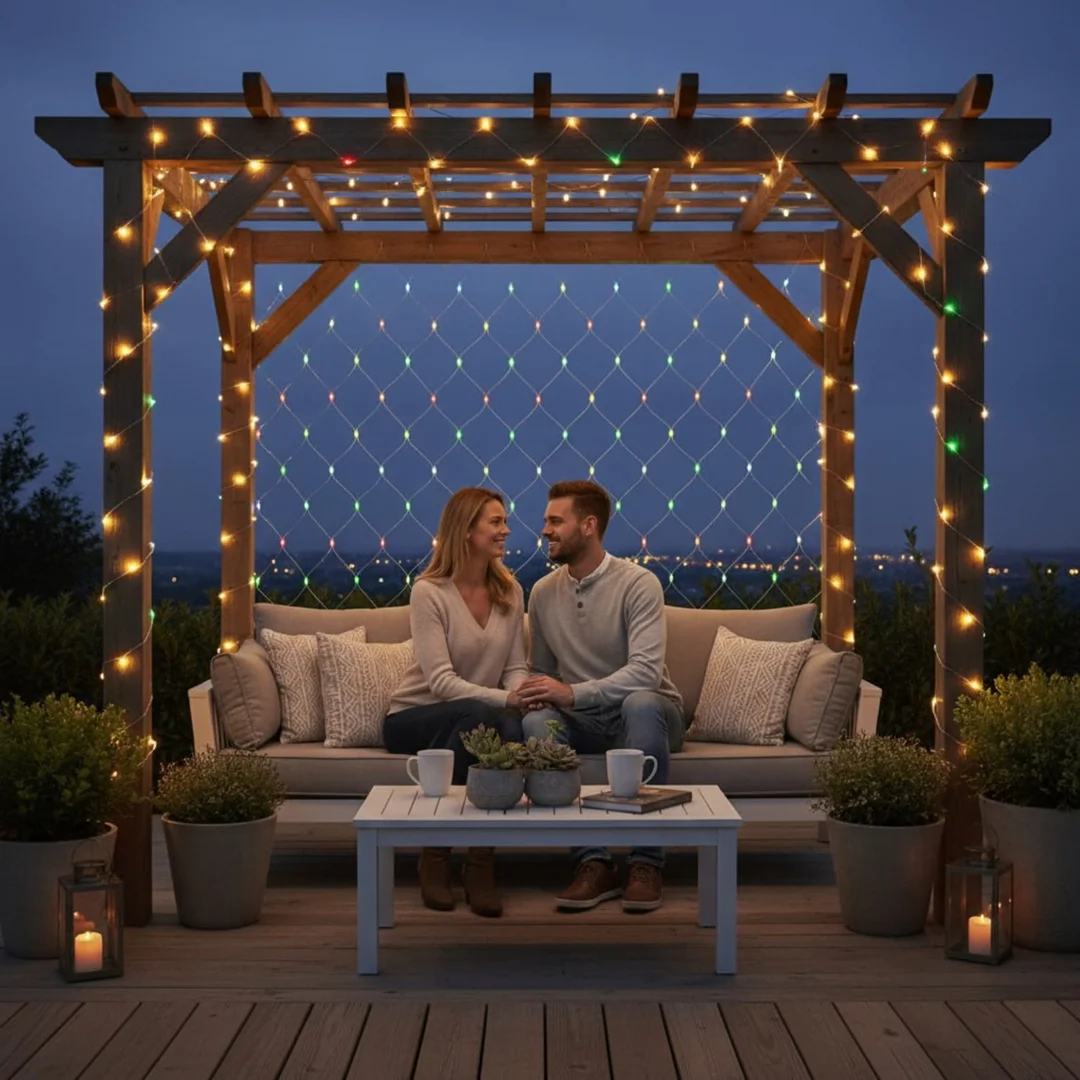 Siatka LED 3x3 M 240 LED Multikolor Lampki Choinkowe Zewnętrzna — zdjęcie 13