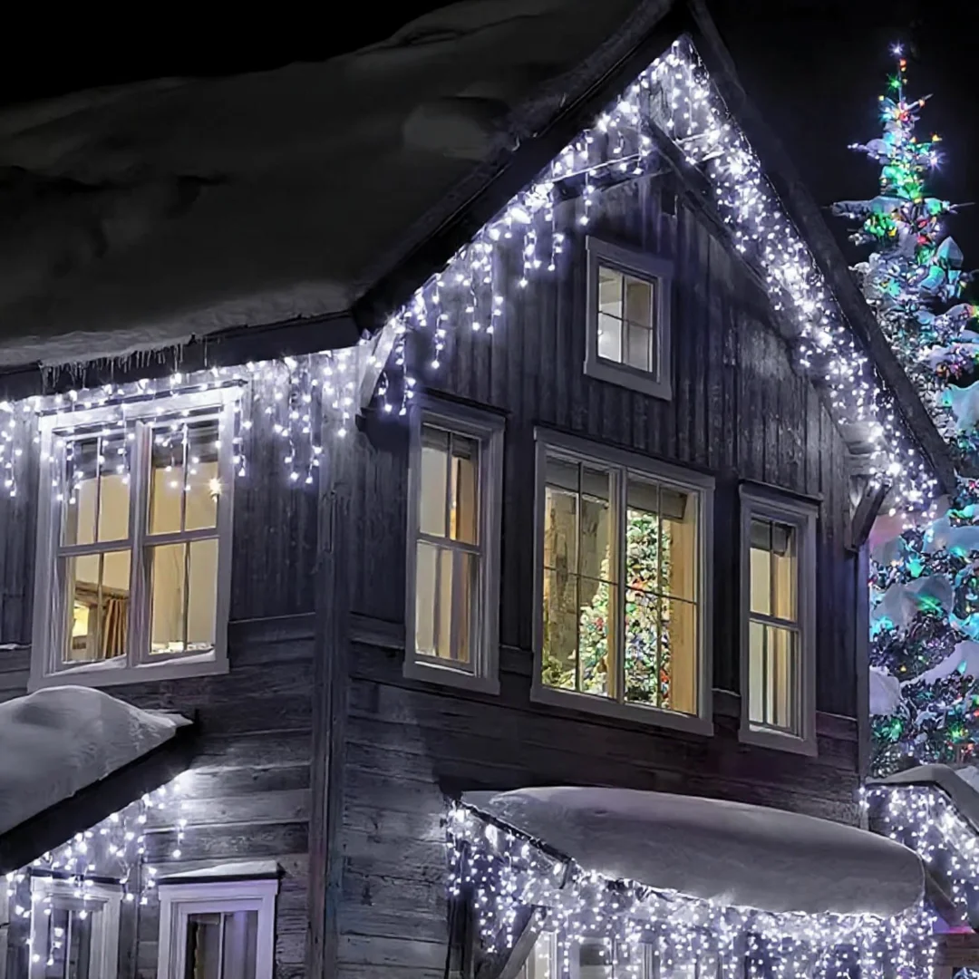 SOPLE 300 LED KURTYNA LAMPKI ZEWNĘTRZNE/WEWNĘTRZNE FLASH ZIMNY BIAŁY 9 M — zdjęcie 12