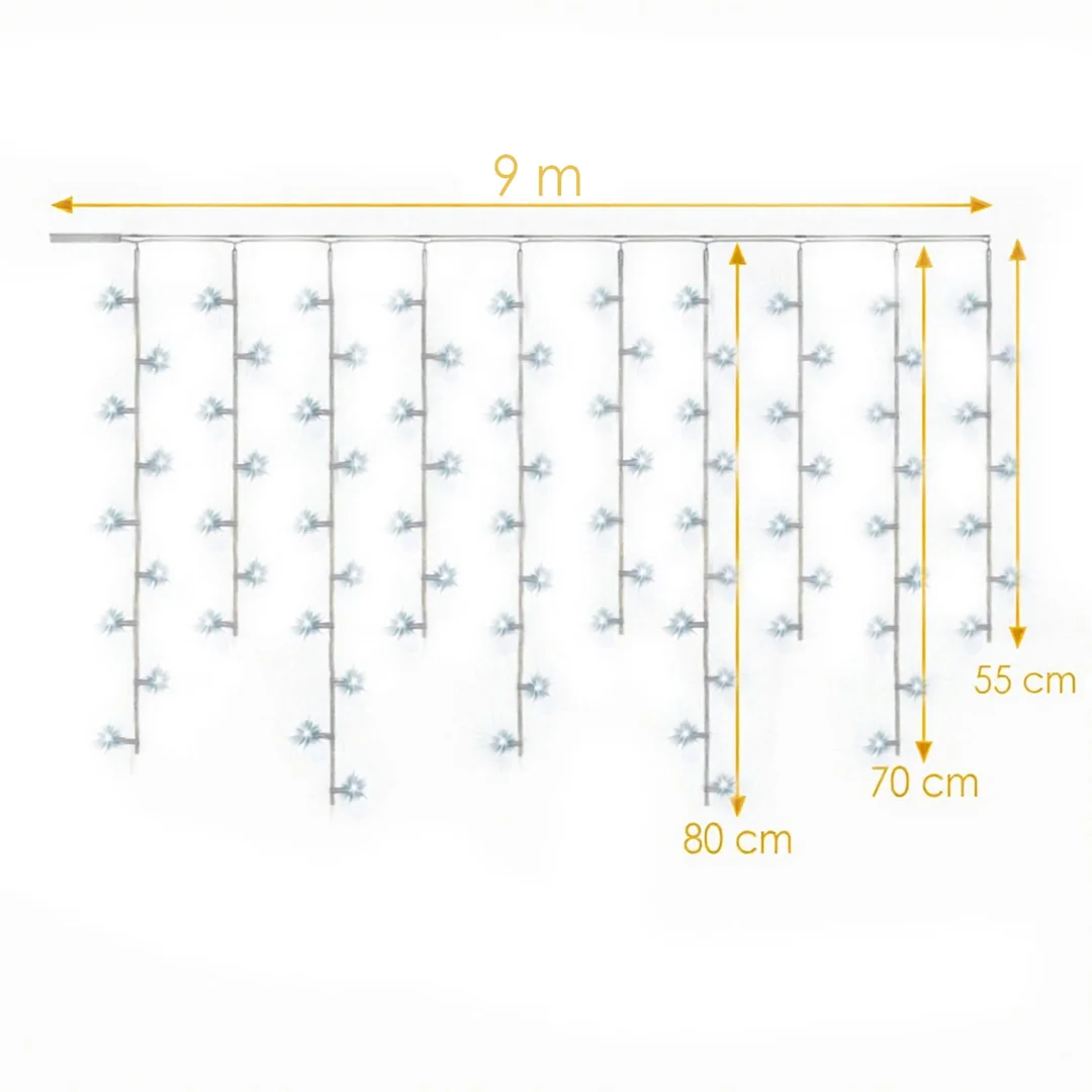 SOPLE 300 LED KURTYNA LAMPKI ZEWNĘTRZNE/WEWNĘTRZNE FLASH ZIMNY BIAŁY PROGRAMATOR 9 M — zdjęcie 6
