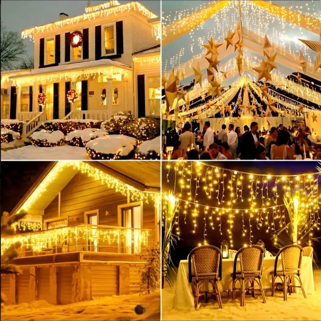 SOPLE 500 LED KURTYNA LAMPKI ZEWNĘTRZNE IP44 BIAŁE CIEPŁE +FLASH ZIMNY BIAŁY 15 M — zdjęcie 15