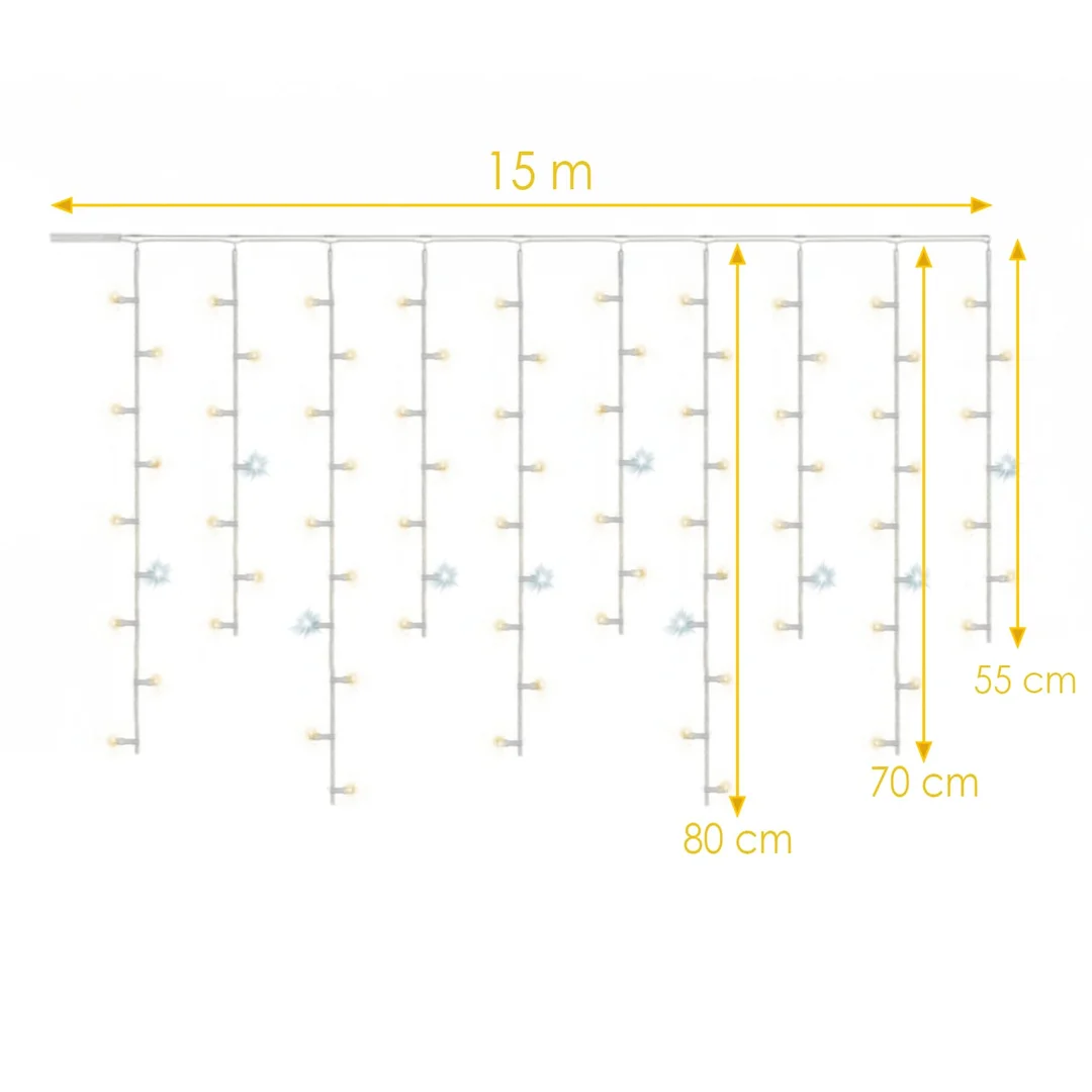 SOPLE 500 LED KURTYNA LAMPKI ZEWNĘTRZNE IP44 BIAŁE CIEPŁE +FLASH ZIMNY BIAŁY 15 M — zdjęcie 4
