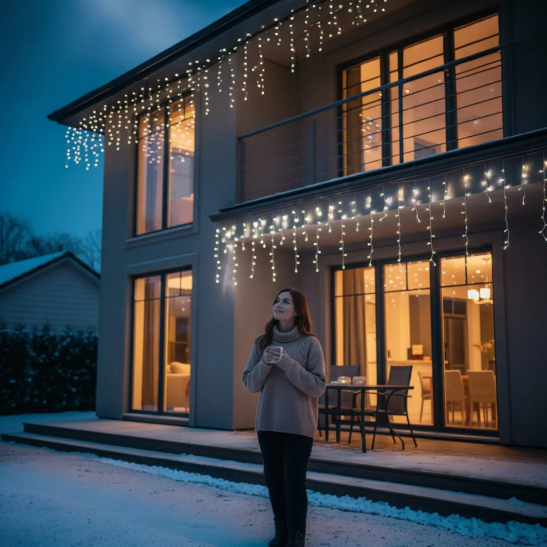 SOPLE 500 LED KURTYNA LAMPKI ZEWNĘTRZNE IP44 BIAŁE CIEPŁE +FLASH ZIMNY BIAŁY 15 M — zdjęcie 7