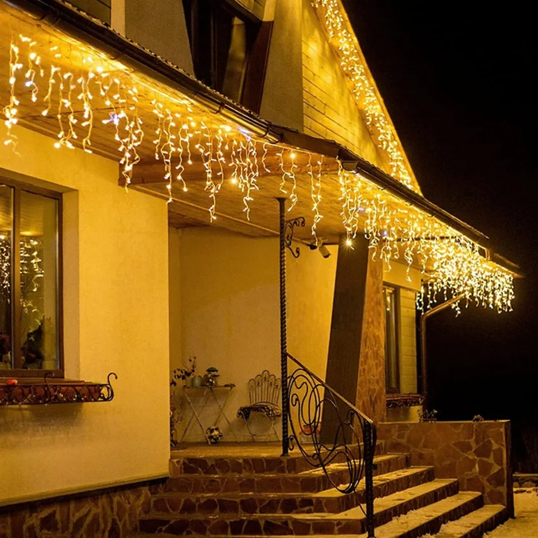 SOPLE 500 LED KURTYNA LAMPKI ZEWNĘTRZNE IP44 BIAŁE CIEPŁE +FLASH ZIMNY BIAŁY 15 M — zdjęcie 9