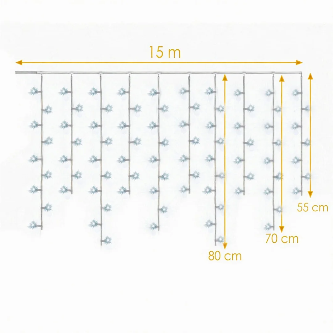 SOPLE 500 LED KURTYNA LAMPKI ZEWNĘTRZNE IP44 BIAŁE ZIMNE FLASH 15 M — zdjęcie 12