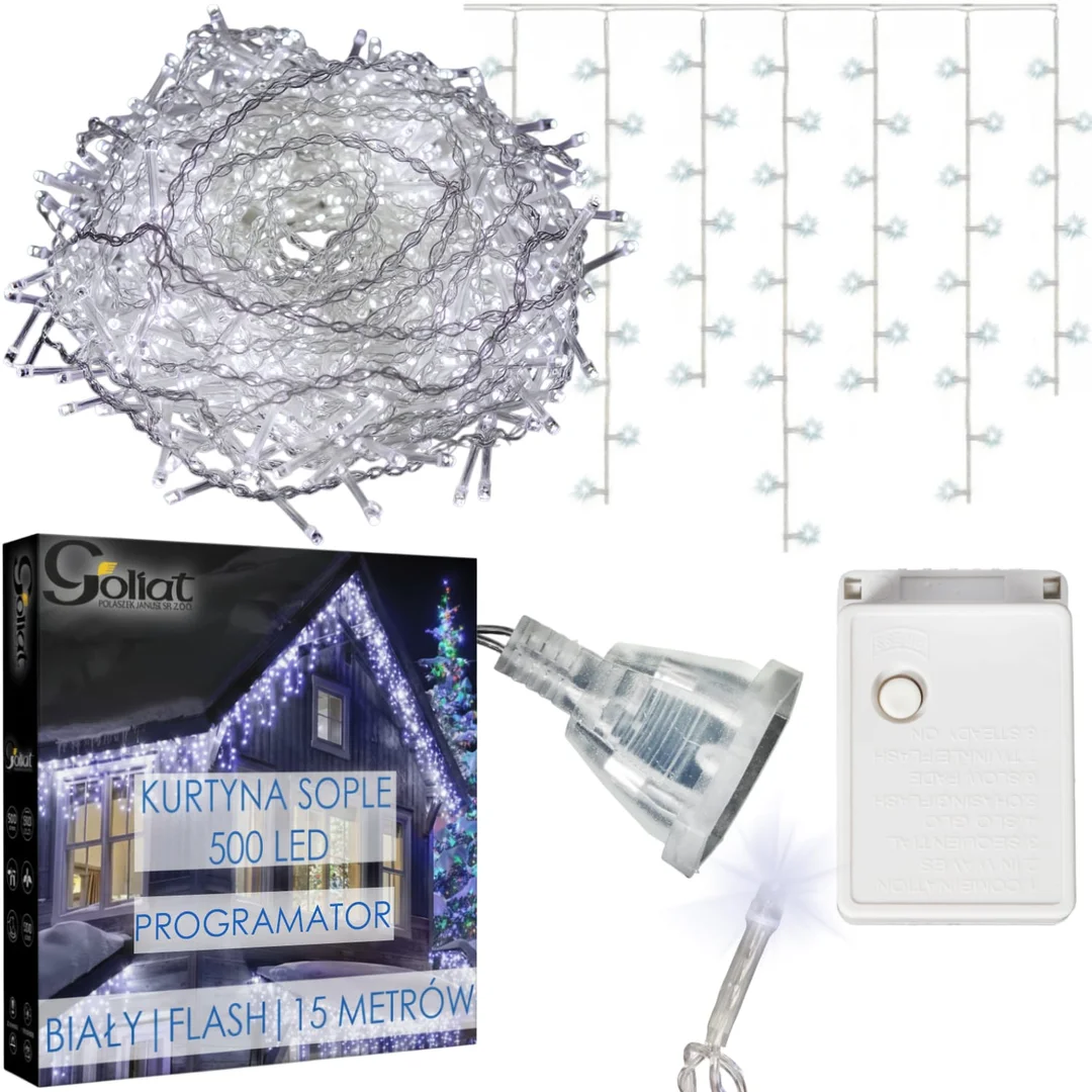 SOPLE 500 LED KURTYNA LAMPKI ZEWNĘTRZNE IP44 BIAŁE ZIMNE FLASH 15 M — zdjęcie 14