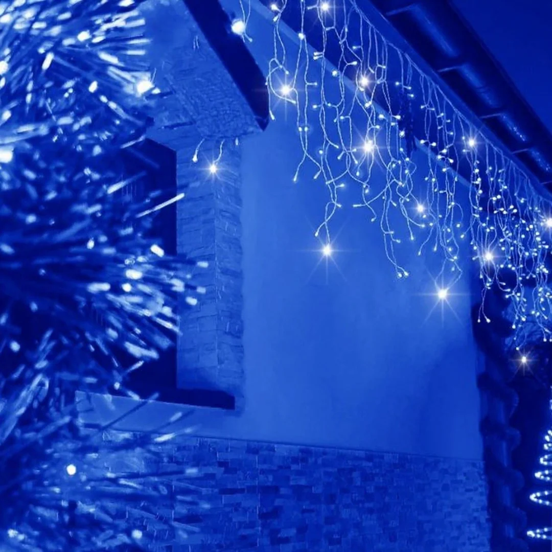 SOPLE 500 LED KURTYNA LAMPKI ZEWNĘTRZNE IP44 NIEBIESKA +FLASH ZIMNY BIAŁY 15 M — zdjęcie 11