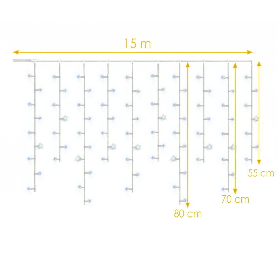 SOPLE 500 LED KURTYNA LAMPKI ZEWNĘTRZNE IP44 NIEBIESKA +FLASH ZIMNY BIAŁY 15 M — zdjęcie 12