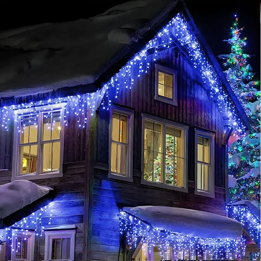 SOPLE 500 LED KURTYNA LAMPKI ZEWNĘTRZNE IP44 NIEBIESKA +FLASH ZIMNY BIAŁY 15 M — zdjęcie 8