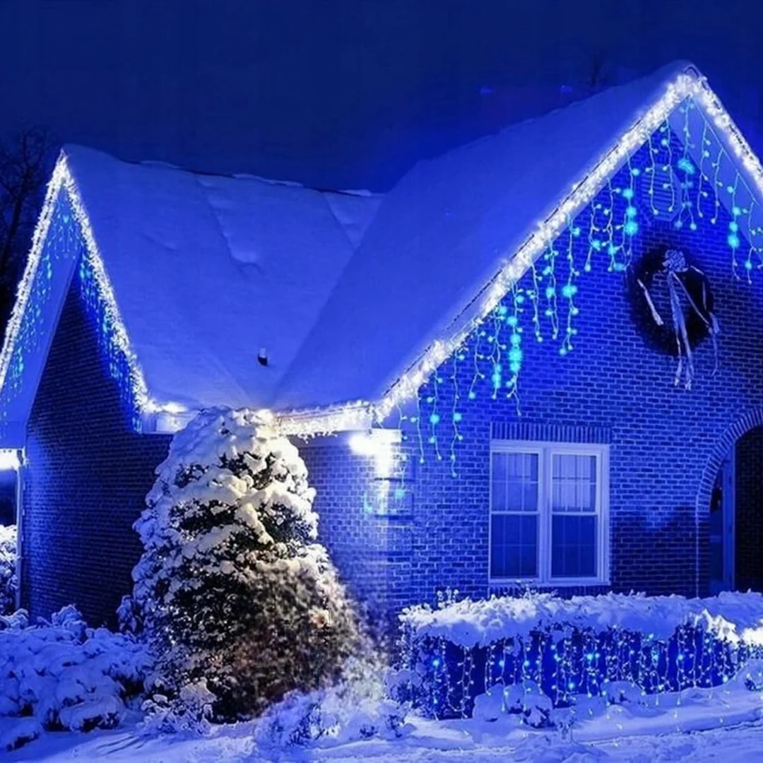 SOPLE 500 LED KURTYNA LAMPKI ZEWNĘTRZNE IP44 NIEBIESKA +FLASH ZIMNY BIAŁY 15 M — zdjęcie 9