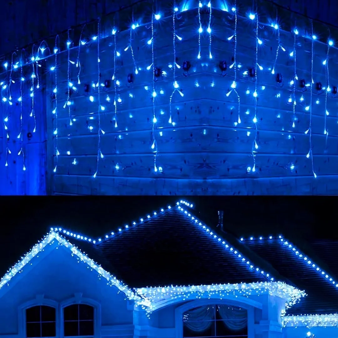 SOPLE 500 LED KURTYNA LAMPKI ZEWNĘTRZNE IP44 NIEBIESKA +FLASH ZIMNY BIAŁY 15 M — zdjęcie 10