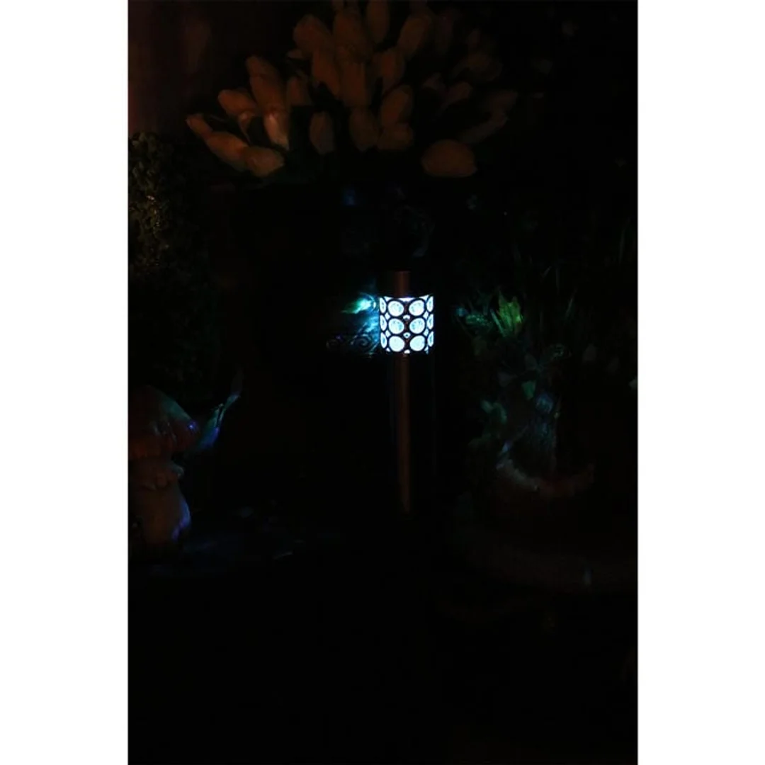 Srebrna Lampa Ogrodowa Solarna Multikolor z Automatyczną Zmianą Kolorów i Bezobsługowym Włączaniem 37.5x6 cm