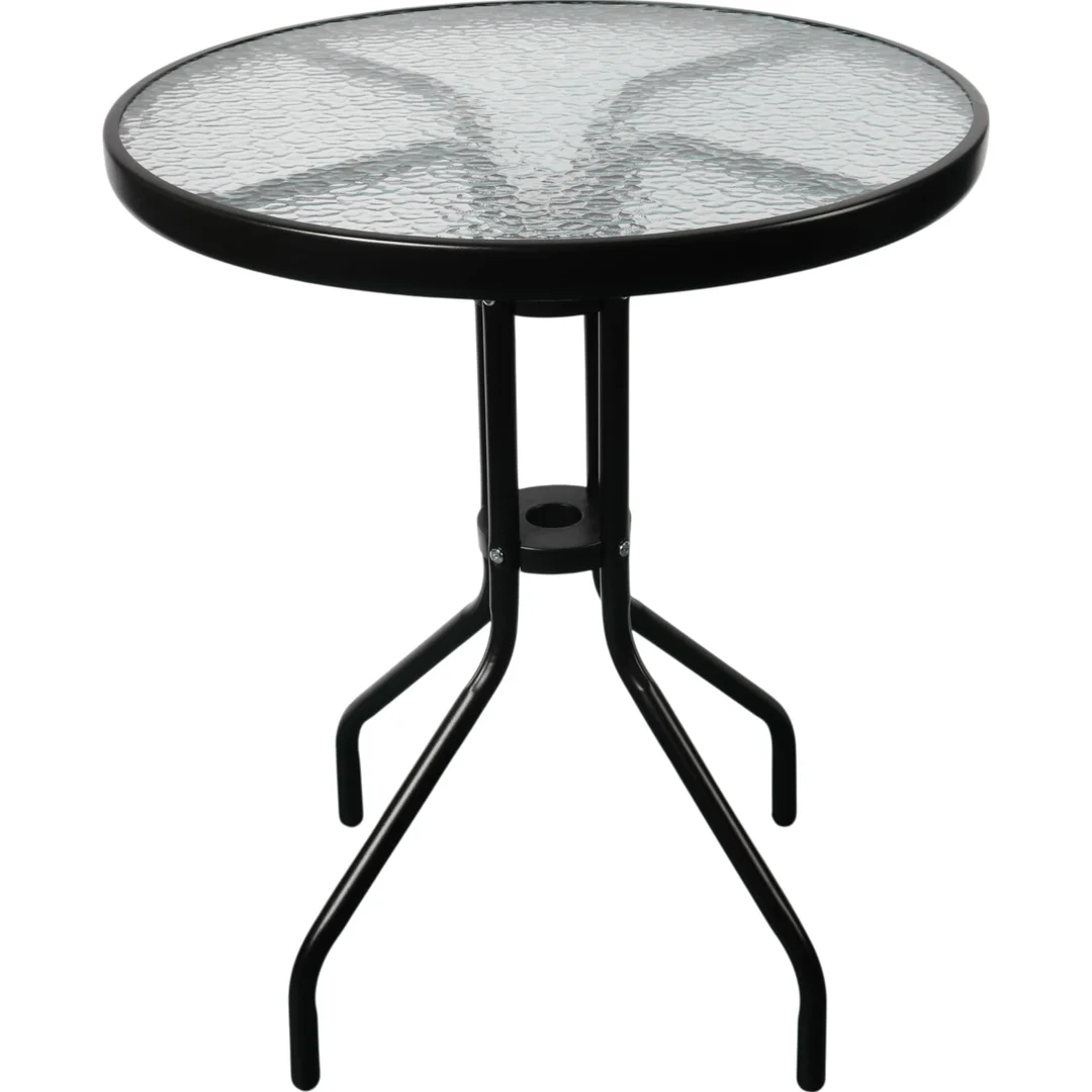STOLIK OKRĄGŁY BISTRO OGRODOWY SZKLANY BALKONOWY 60 CM — zdjęcie 2
