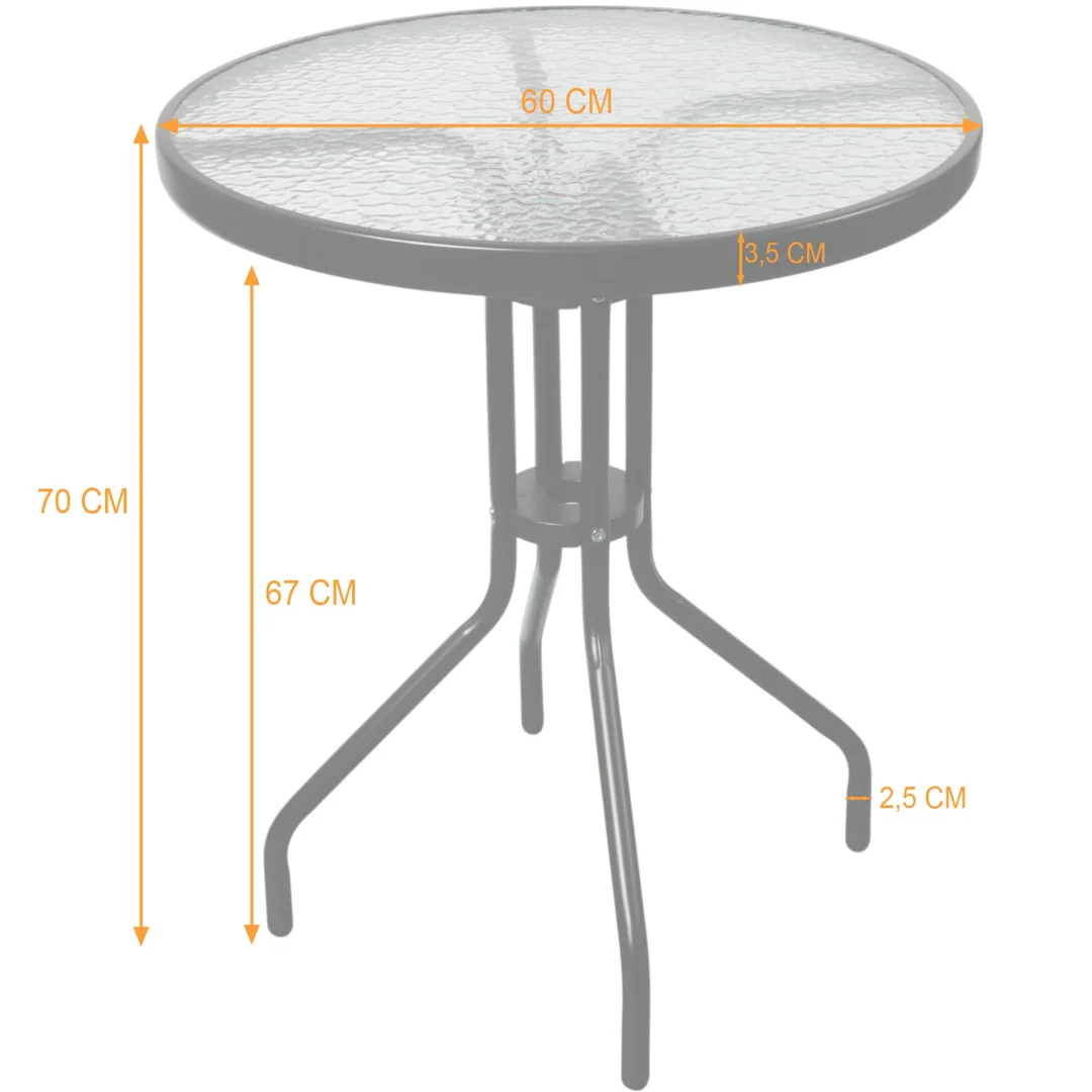 STOLIK OKRĄGŁY BISTRO OGRODOWY SZKLANY BALKONOWY 60 CM — zdjęcie 12