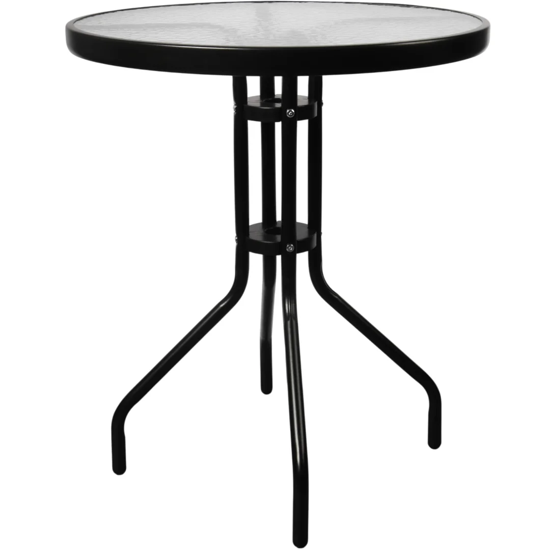 STOLIK OKRĄGŁY BISTRO OGRODOWY SZKLANY BALKONOWY 60 CM — zdjęcie 4
