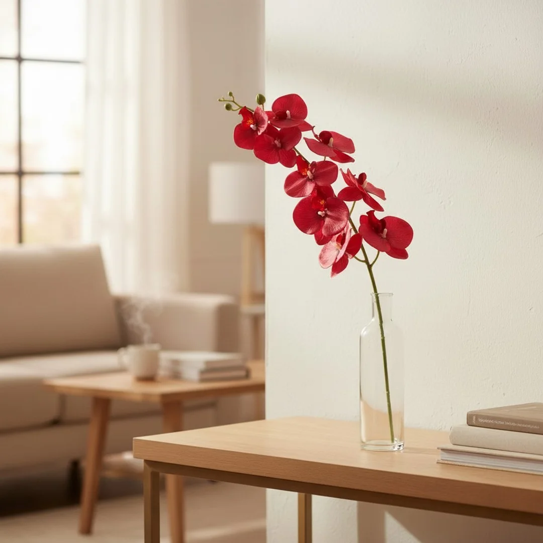 STORCZYK sztuczne kwiaty do wazonu GAŁĄZKA ORCHIDEA czerwona 100 cm — zdjęcie 6