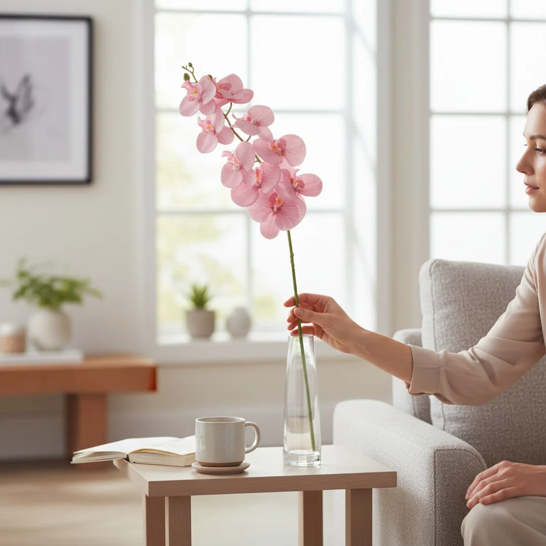 STORCZYK sztuczne kwiaty do wazonu GAŁĄZKA ORCHIDEI biała 100 cm — zdjęcie 18