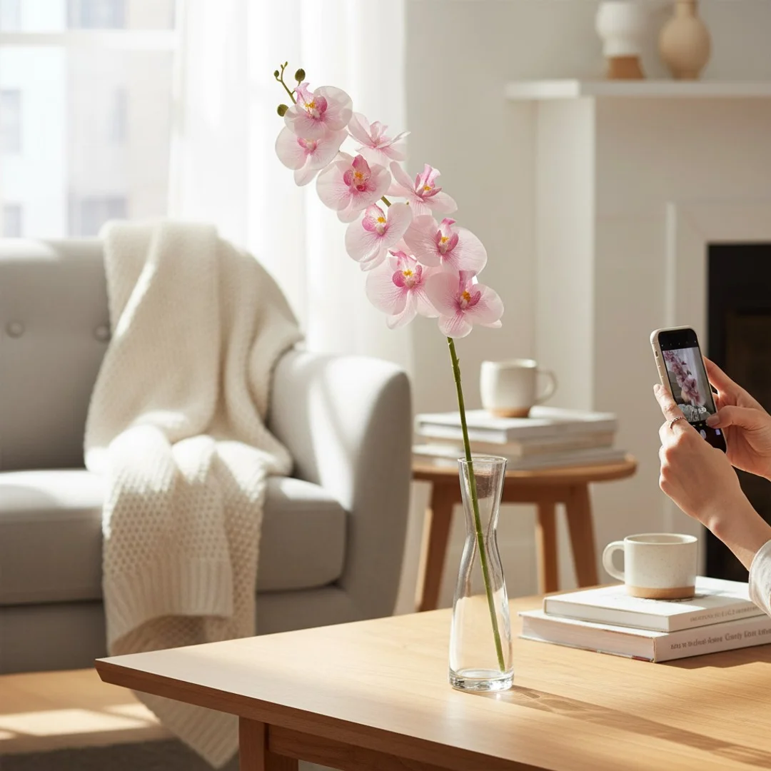 STORCZYK sztuczne kwiaty do wazonu GAŁĄZKA ORCHIDEI biała 100 cm — zdjęcie 30