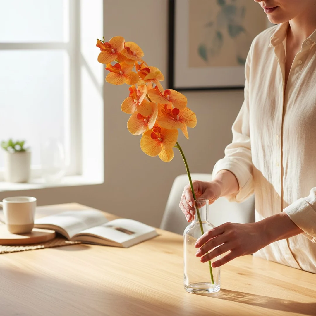 STORCZYK sztuczne kwiaty do wazonu GAŁĄZKA ORCHIDEI biała 100 cm — zdjęcie 48