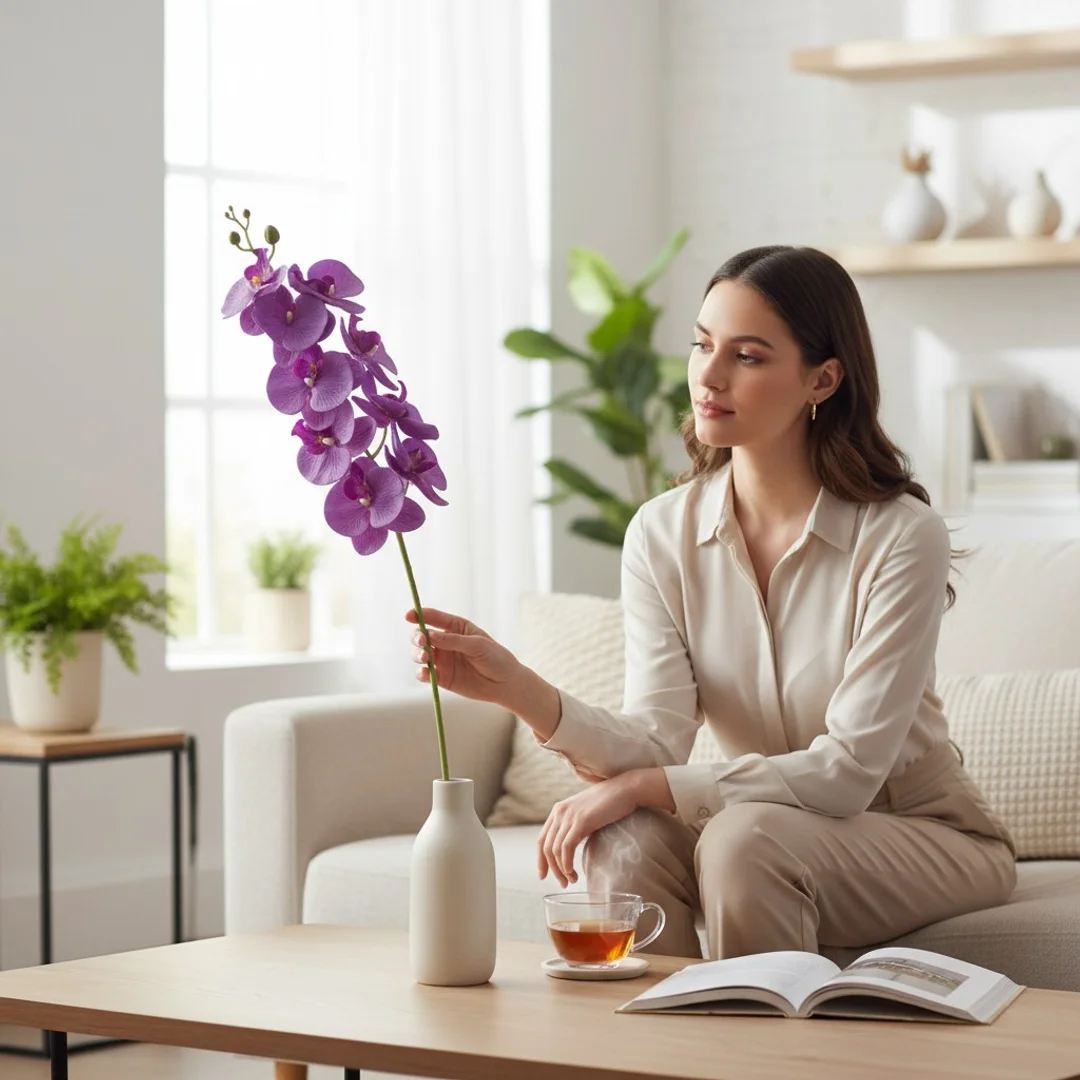 STORCZYK sztuczne kwiaty do wazonu GAŁĄZKA ORCHIDEI biała 100 cm — zdjęcie 60