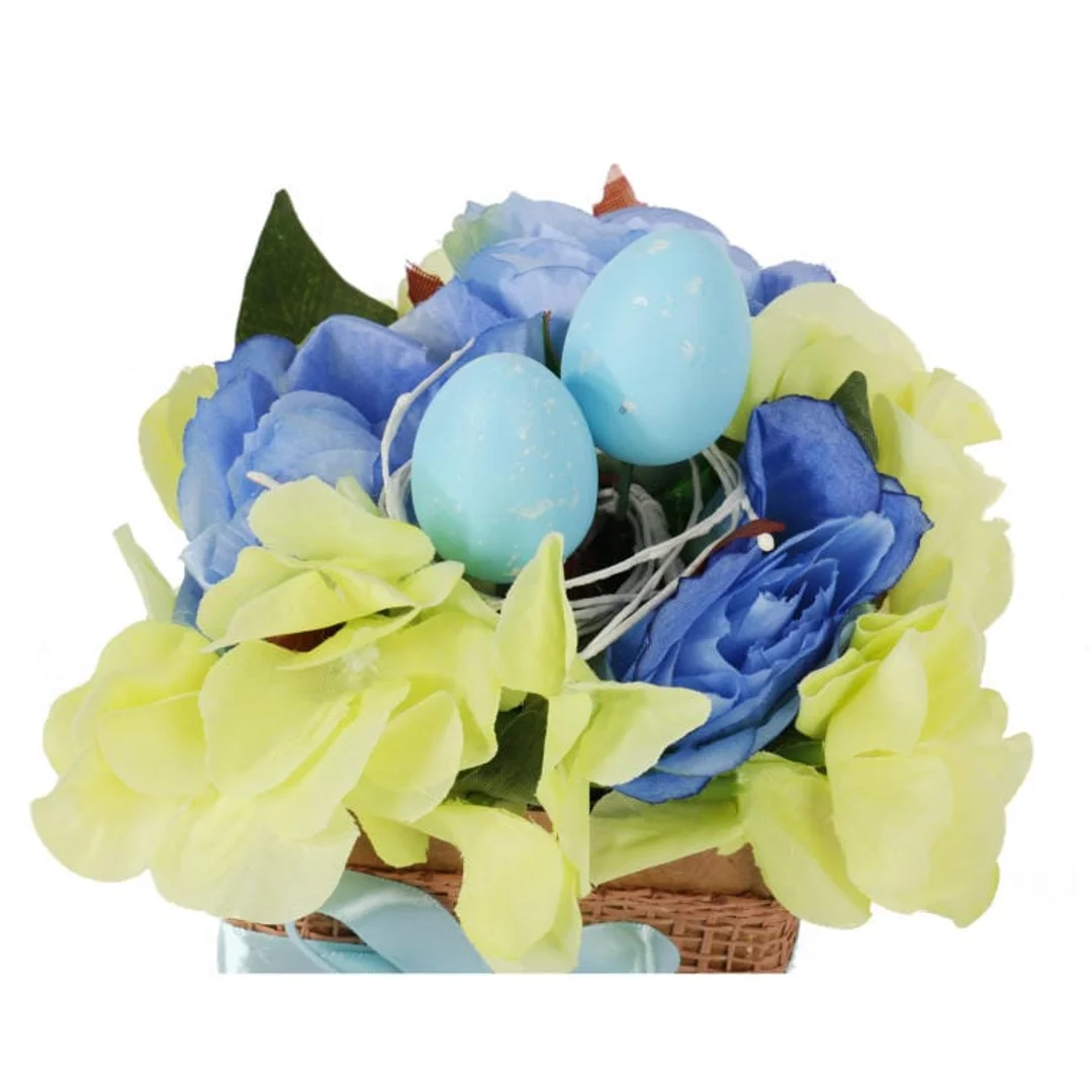 Stroik wielkanocny z JAJECZKAMI - Flower box błękitny 18x12cm — zdjęcie 3