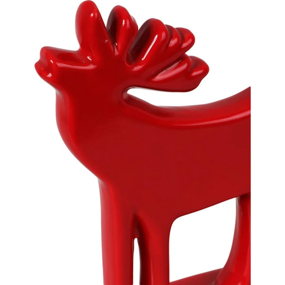 Świąteczna Figurka Renifera Ceramicznego w Kolorze Czerwonym