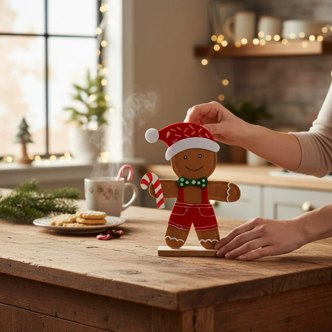 Świąteczna Figurka z Filcu Ciasteczkowy Ludzik PIERNIK 20 cm — zdjęcie 7
