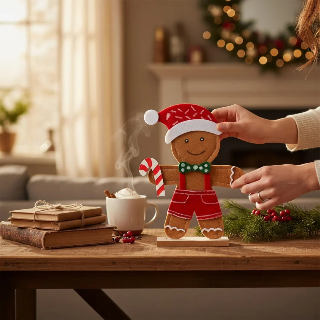 Świąteczna Figurka z Filcu Ciasteczkowy Ludzik PIERNIK 20 cm — zdjęcie 8