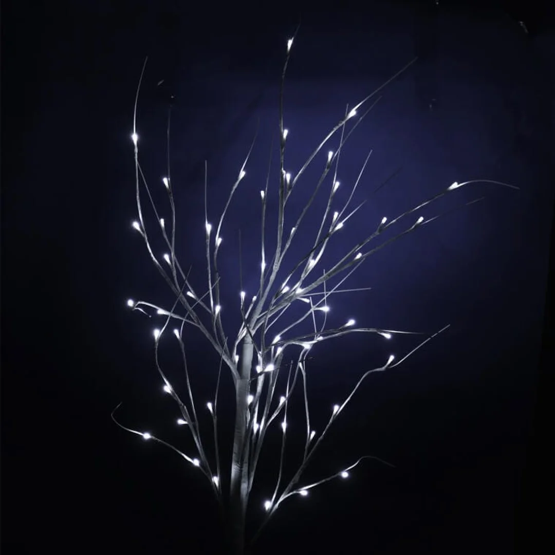 Świąteczne Drzewko Dekoracyjne z Oświetleniem LED 64 Lampki, Wysokość 150 cm, Kolor Biały, Zasilanie Sieciowe, Do Użytku Zewnętrznego IP44 — zdjęcie 4