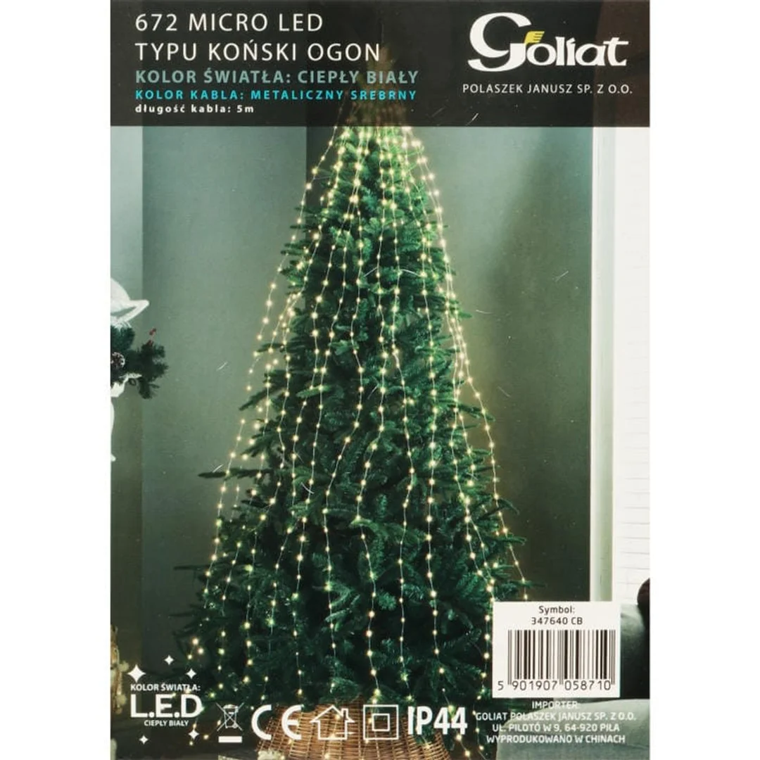 Świąteczne Lampki Zewnętrzne Koński Ogon - 672 Micro LED, Kolor Ciepły Biały, Długość 5m, Zasilanie Sieciowe — zdjęcie 3