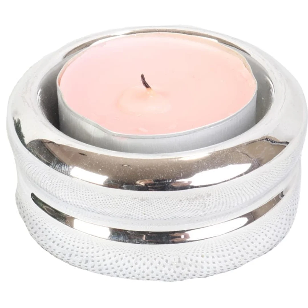 Świecznik ceramiczny na świeczkę tealight srebrny — zdjęcie 2