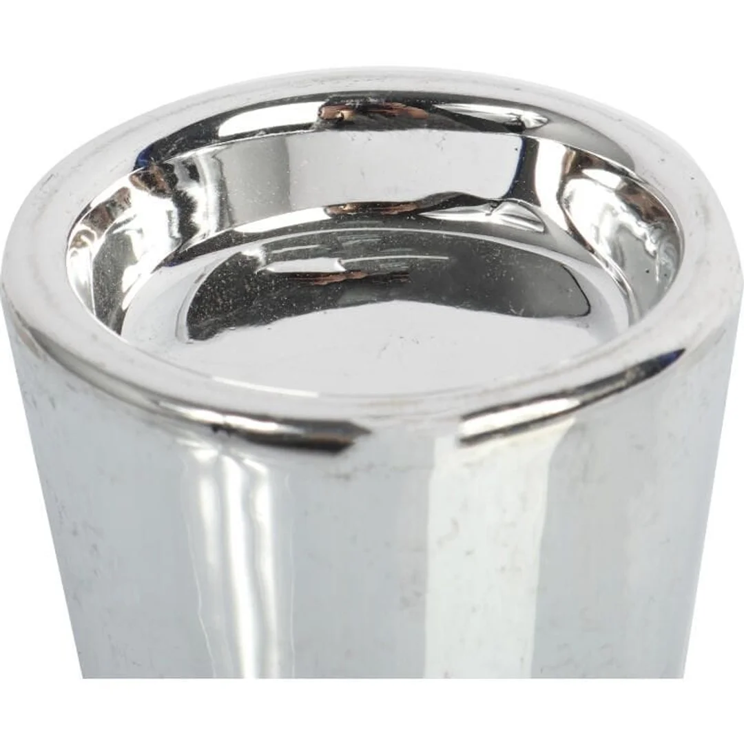 Świecznik ceramiczny na świeczkę tealight srebrny 6 cm — zdjęcie 2