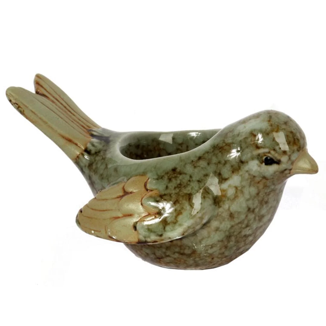 Świecznik Ceramiczny w Kształcie Ptaka, Zielony, 14 cm — zdjęcie 2