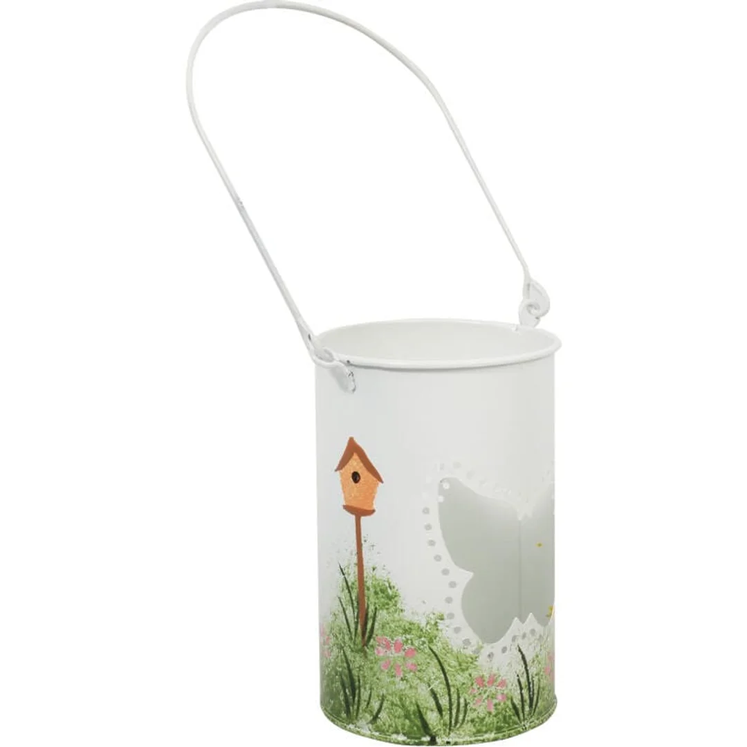 Świecznik Tealight Motylkowy Lampion - Biały z Uchwytem do Zawieszenia — zdjęcie 2