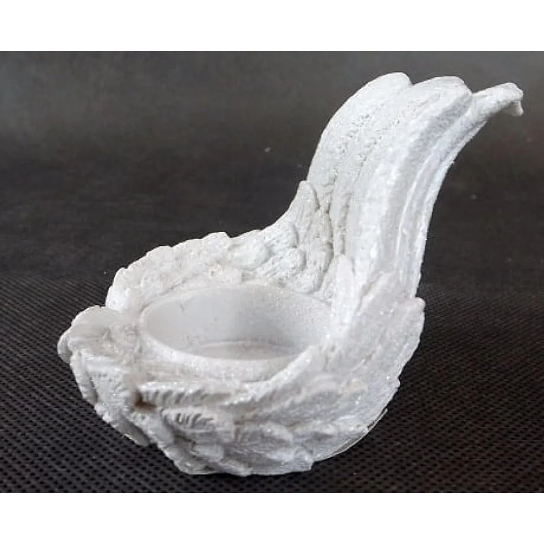 Świecznik Tealight z Białymi Opalizującymi Skrzydłami z Polirezyny — zdjęcie 2