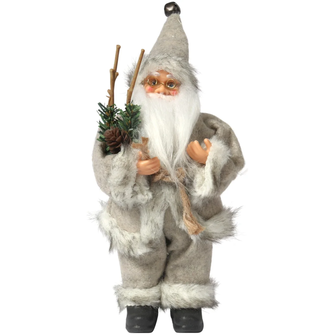 ŚWIĘTY MIKOŁAJ świąteczny FIGURKA skandynawski DEKORACJA ozdoba 24 cm szary — zdjęcie 2