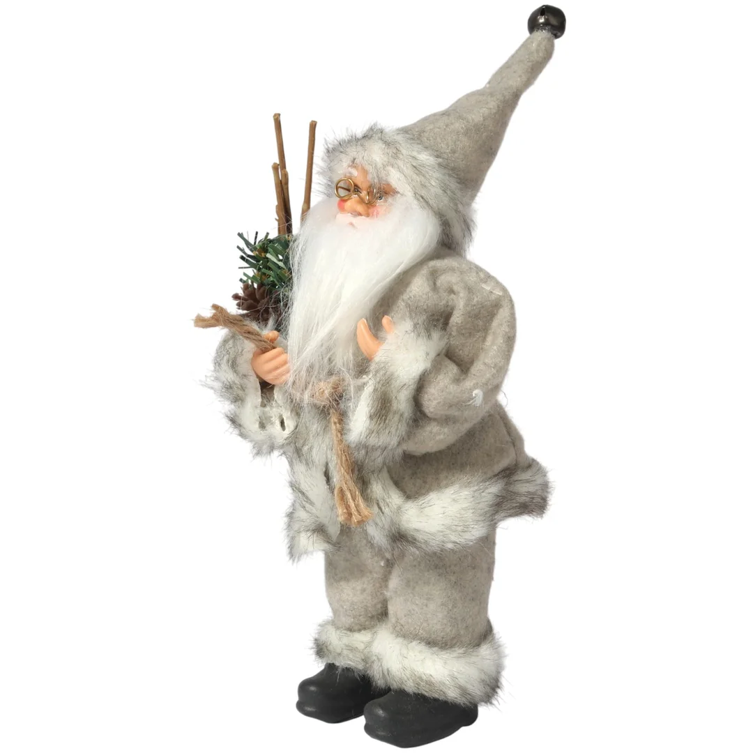 ŚWIĘTY MIKOŁAJ świąteczny FIGURKA skandynawski DEKORACJA ozdoba 24 cm szary — zdjęcie 4