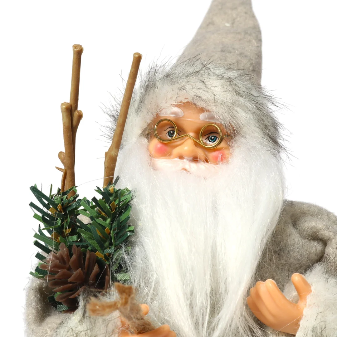 ŚWIĘTY MIKOŁAJ świąteczny FIGURKA skandynawski DEKORACJA ozdoba 24 cm szary — zdjęcie 5