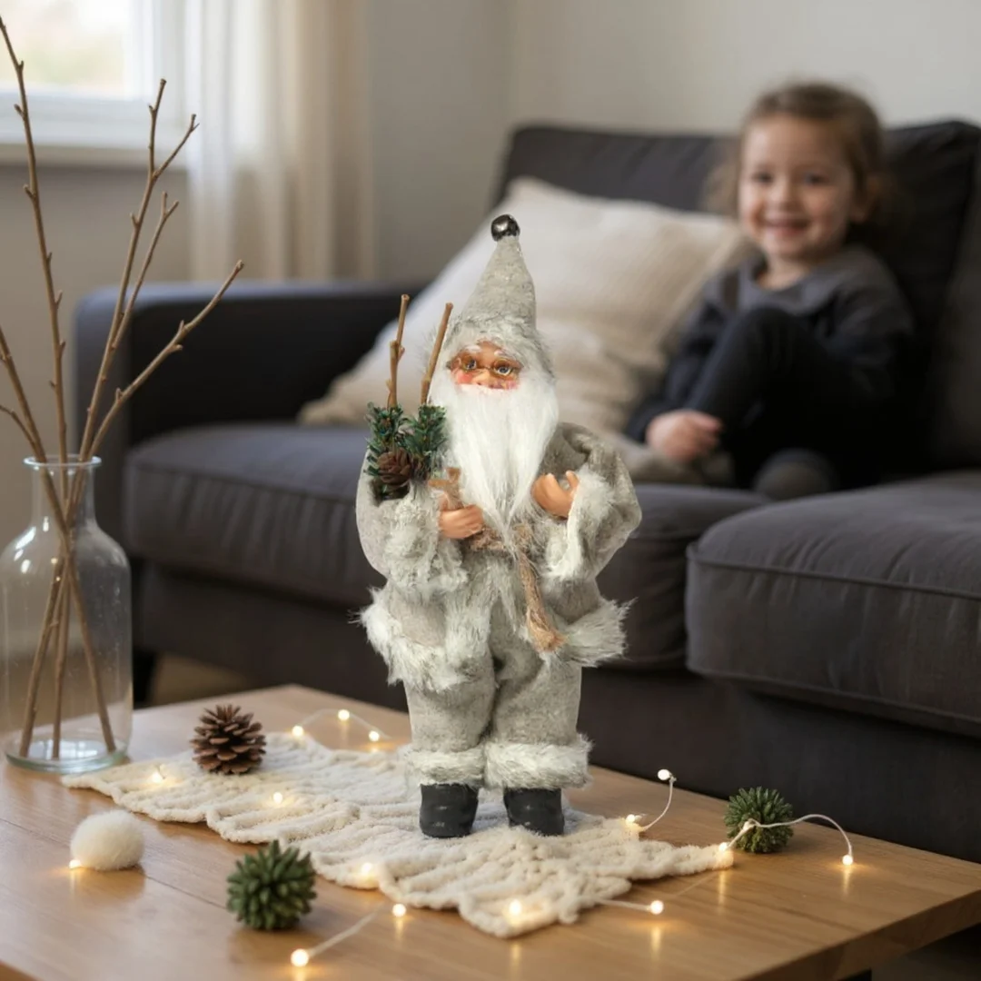 ŚWIĘTY MIKOŁAJ świąteczny FIGURKA skandynawski DEKORACJA ozdoba 24 cm szary — zdjęcie 7