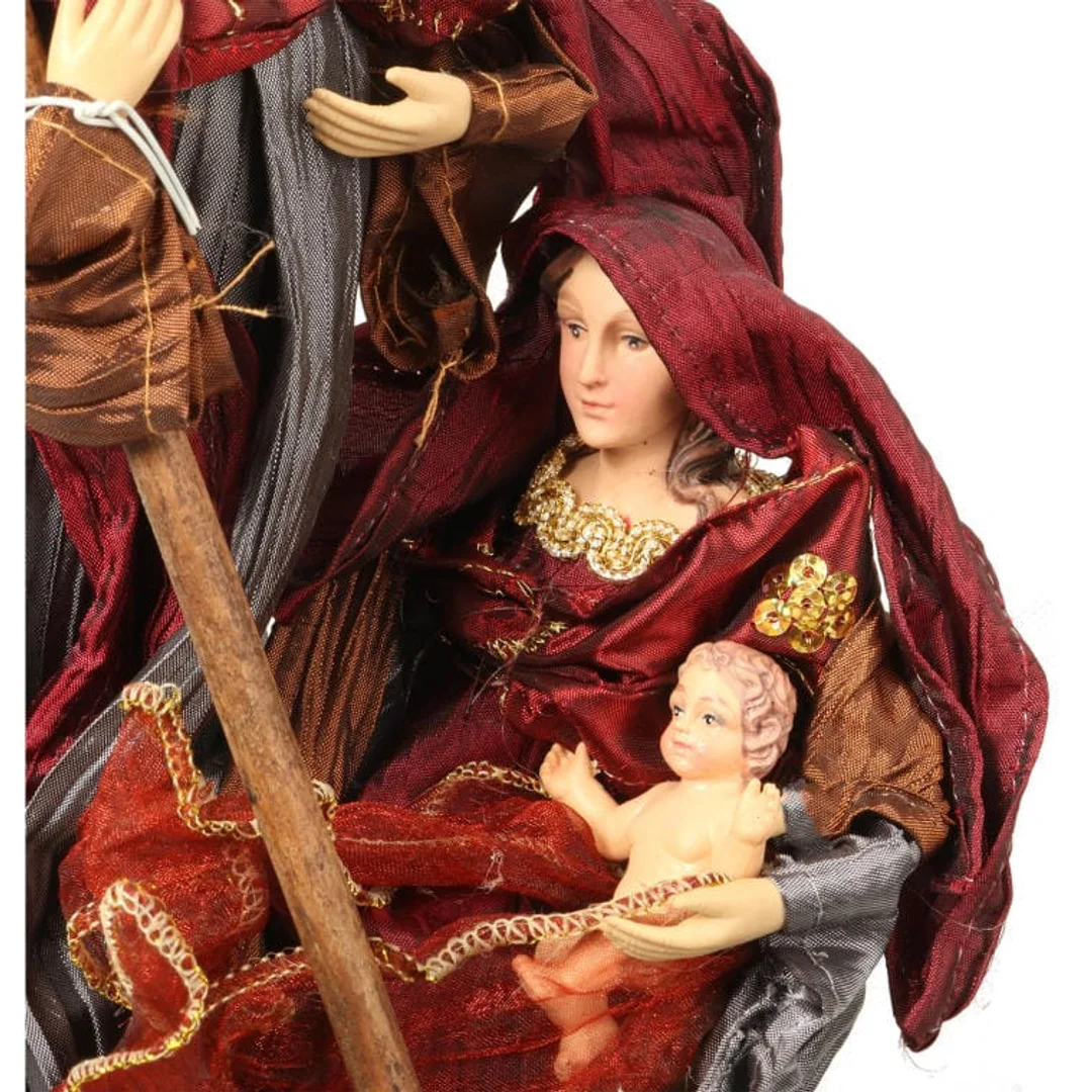Szopka Bożonarodzeniowa Miłość Świętej Rodziny z Lnianej Tkaniny 30 cm — zdjęcie 2